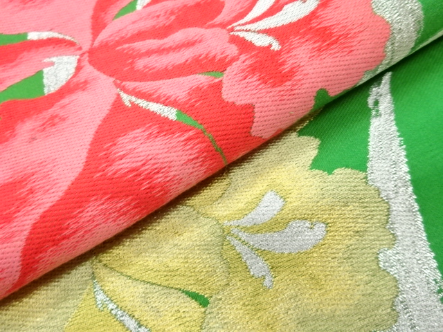  カトレア模様織出し袋帯